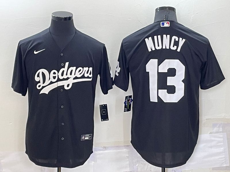 Men Los Angeles Dodgers 13 Muncy Black Inversion Nike 2022 MLB Jerseys